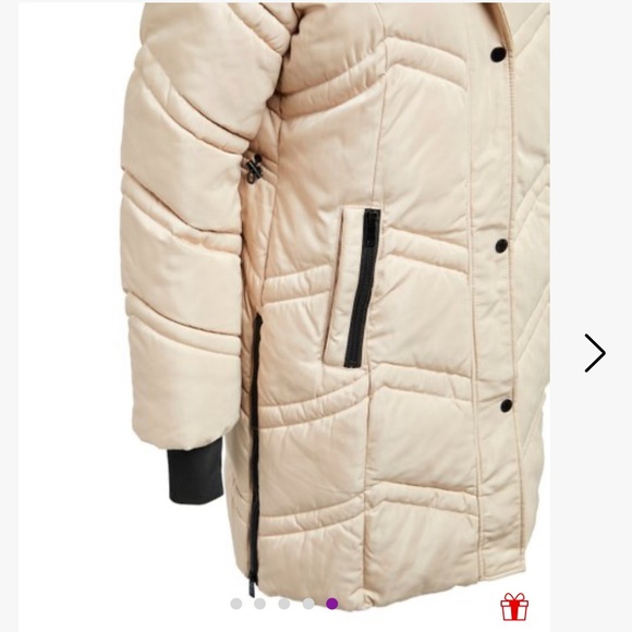 NWT Steve Madden Creme Long Heavy Duty Snow Winter Zipper Puffer Coat Size 2X - Picture 4 of 5